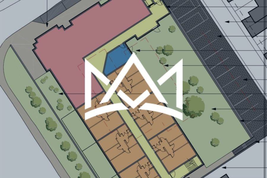 Site plan of the Black Diamond development, with the Arlington crown logo